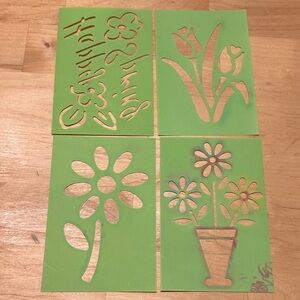 Happy Spring Flower Theme Stencils Set of 4